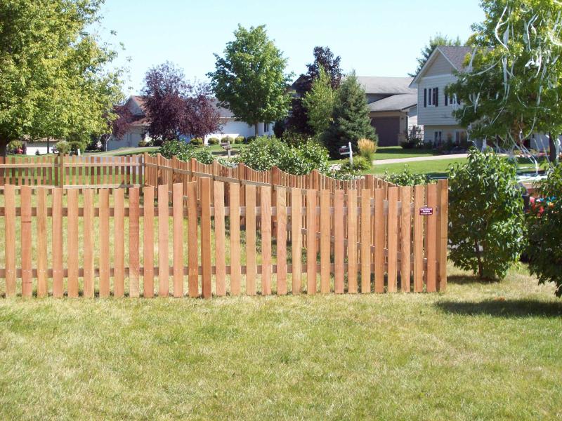 Cedar Scalloped Picket Fence Installation Minnesota