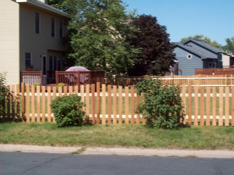 Cedar Scalloped Picket Fence Installation Minnesota