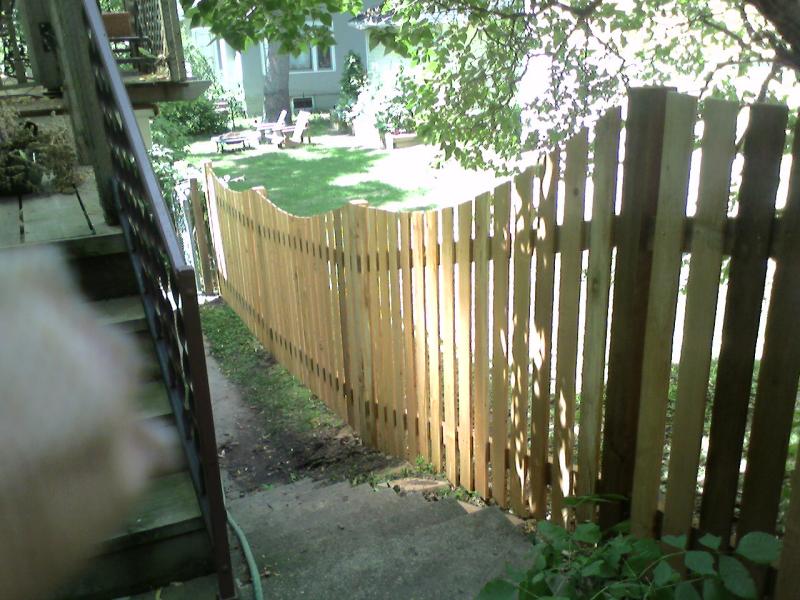 Cedar Scalloped Picket Fence Installation Minnesota